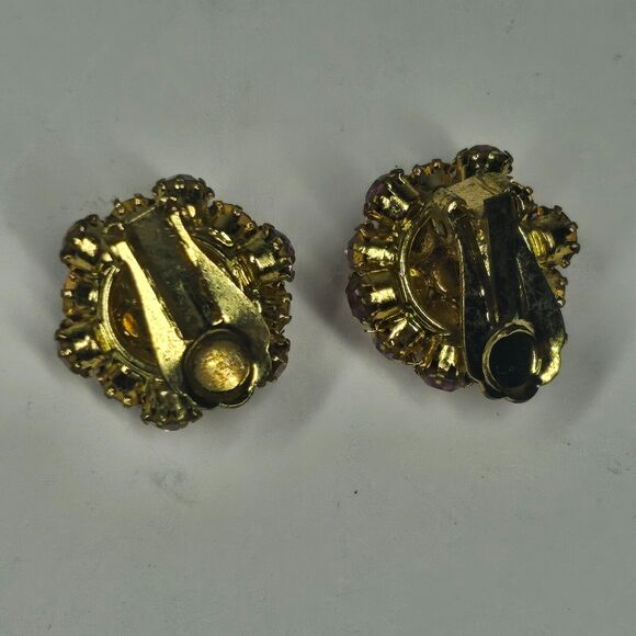 Regency Pink Rhinestone Butterfly Pin w/Matching Earrings Vintage Goldtone - Picture 5 of 16